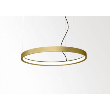 Akari Modern Circular Ring LED Chandelier, Golden, 1 Ring Dia 18"