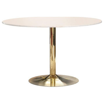 Kella Round Marble Top Dining Table White/Gold