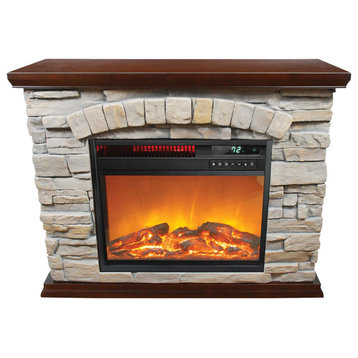 Large Square Infrared Faux Stone Fireplace