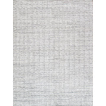 Pasargad Home Slate Hand-Loomed Silk and Wool Area Rug, 12' 0" X 15' 0"