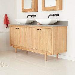 72" Osa Teak Double Vessel Sink Vanity - NATURAL TEAK - Bathroom Vanities And Sink Consoles