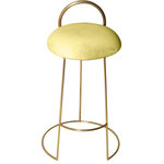 Meridian Furniture - Ring Velvet Upholstered Counter Height Stool with Durable Iron Frame, Yellow, Gold Finish - Elegance comes to your home counter with this Ring velvet counter stool. Soft yellow velvet makes this a sleek addition to your home counter or bar setup, while a brushed gold finish ensures its sophisticated demeanor at breakfast time or during evening cocktail hour. The padded cushion keeps them happy while they dine or drink, and this counter-height stool features a solid metal frame for strength, resilience and durability.