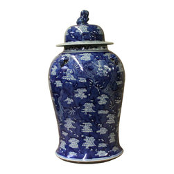 Blue & WhiteChinese Blue & White Cloud Dragons Porcelain Large Temple General Ja - Decorative Jars And Urns