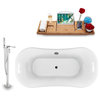Streamline 60" Freestanding Tub, Faucet and Tray Set, H-140 Faucet, Chrome Drain