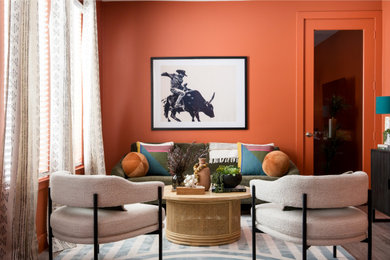 Example of a trendy living room design in Dallas