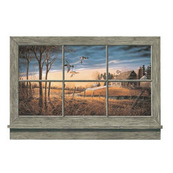 Rustic Window Wall Accent Mural - Wallpaper