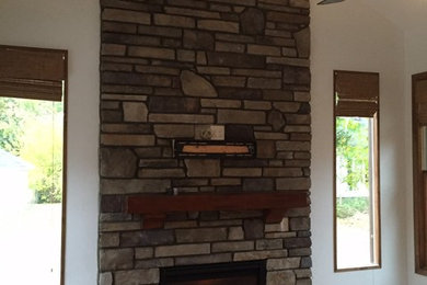 Boral country ledge/ dressed field stone fireplace remodel