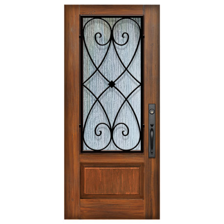 Charleston Fiberglass Door, Rain Glass, Left Hand Inswing