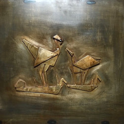 Crane Feeding the Baby - Metal Wall Art