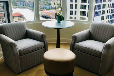 Example of a transitional dining room design in Other