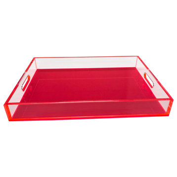 Lucite Tray with handle, Hotpink