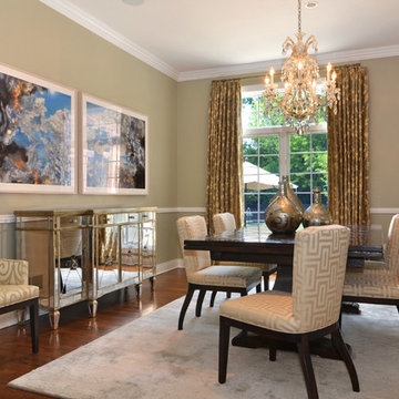 North Shore Dining Room with Custom Drapery Installed on Custom Rod and Rings