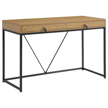 Loft Lyfe Marielle Desk, 2 Storage Drawers, Natural/Black