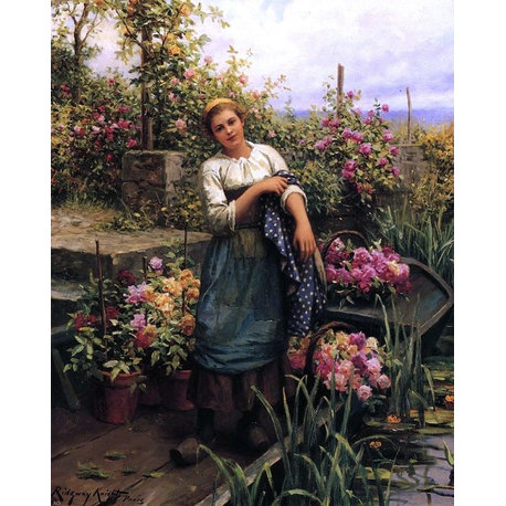 Daniel Ridgway Knight Flower Boat, 20"x25" Wall Decal Print