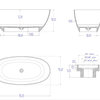 AB9975BM 59" Black & White Matte Oval Solid Surface Resin Soaking Bathtub