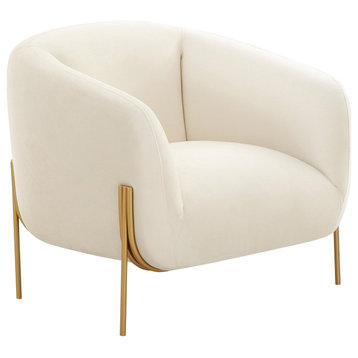 Kandra Cream Velvet Accent Chair