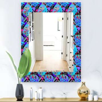 Designart Tropical Mood Blue 2 Bohemian And Eclectic Frameless Wall Mirror, 24x3