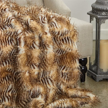 Plutus Porcupine Beige Faux Fur Luxury Throw