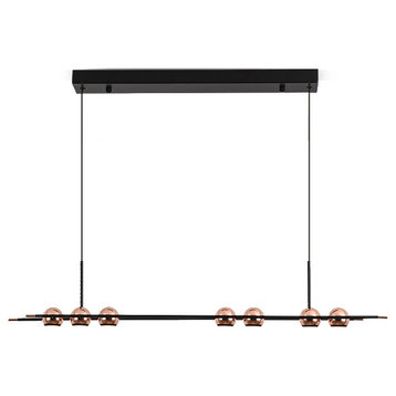MIRODEMI® Diano Marina | Black Hanging Chandelier with Spheres Design, L37.4xw2.8xh70.9", Cool Light, Dimmable