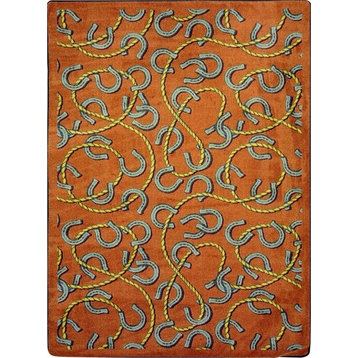 Joy Carpets Kaleidoscope, Whimsical Area Rug, Rodeo, 10'9"X13'2", Rust