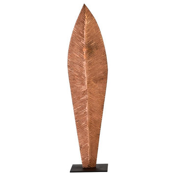 Carved Leaf on Stand, Copper Leaf, Large