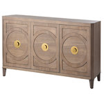 StyleCraft - Brooks 3-Door Straight Grain Ash Veneer Buffet Cabinet With Metal Legs, Gray - The Brooks three-door straight grain ash veneer buffet cabinet features subtle gold detailing on its grey finish for a cool transitional style. Made by hand with metal legs, its combines an antique style with contemporary finishes and flavors to create a standout centerpiece for bedrooms, living rooms, dining areas and more. Add in soft close hinges and easy to set levels on each leg and you have a look that's as enjoyable to use as it is to style.