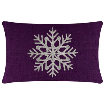 Sparkles Home Rhinestone Snowflake Pillow - 14x20" - Purple