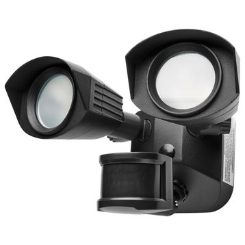 LED Security Light - Dual Head - Black Finish - 3000K - with Motion Sensor - 120
