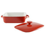 10 Strawberry Street - 9" Sienna Red Rectangular Bakeware With Lid - Sienna : Bakeware in a bold red makes for a striking presentation the moment it comes out of the oven.