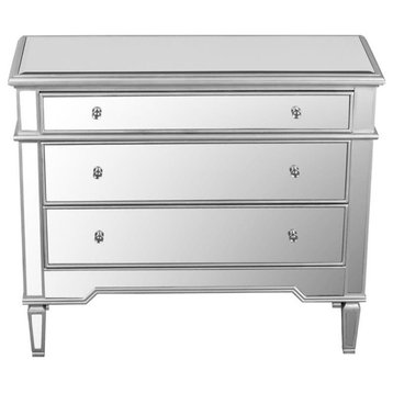 Best Master 3-Drawer Engineered Wood Accent Chest in Silver Mirrored
