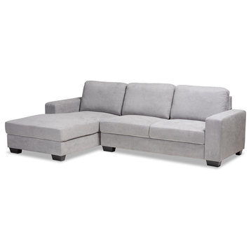 Dareena Fabric Upholstered Sectional Sofa With Left Facing Chaise, Light Gray