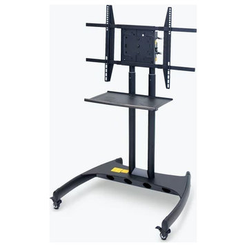 Modern Rotating TV Stand, Adjustable Mounting System & Cable Management, Black