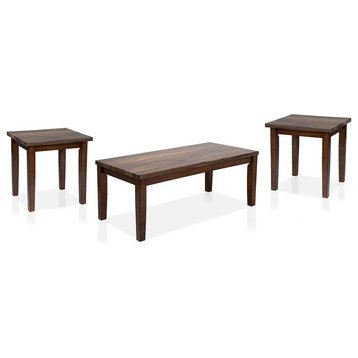 Furniture of America Korlyn Wood 3-Piece Coffee Table Set in Dark Walnut