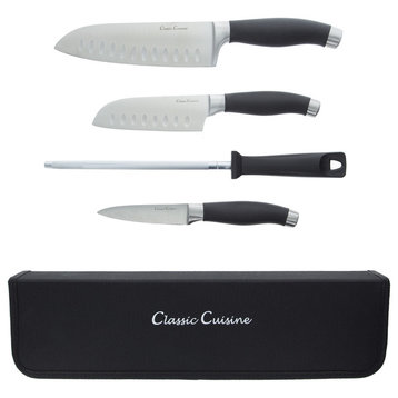 Classic Cuisine 5-Piece Knife Set, Stainless Steel Forged Knives, Travel Bag