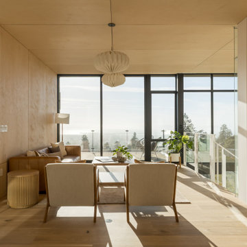 Corner living room - Fold House Berkeley Hills new construction