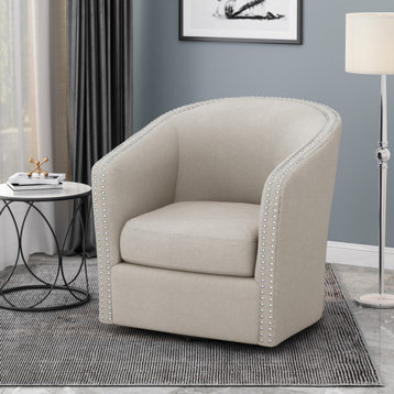 Jaymee Fabric Swivel Chair, Wheat and Black