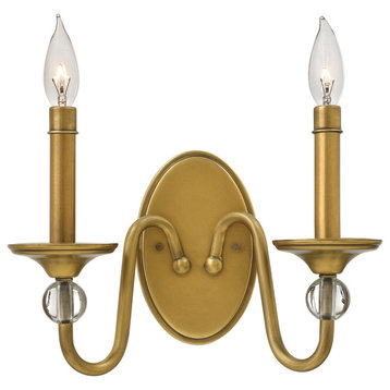 Hinkley Eleanor Small Two Light Sconce, Heritage Brass