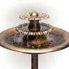 35" Tall Outdoor 3-Tiered Pedestal Water Fountain and Birdbath, Bronze