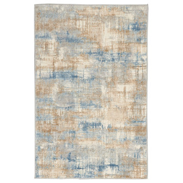 Rush Ck951 Vintage and Distressed Rug, Blue and Beige, 5'3"x7'3"