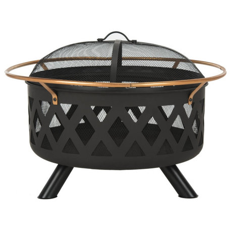 Safavieh Outdoor Bryce Round Fire Pit Copper/Black