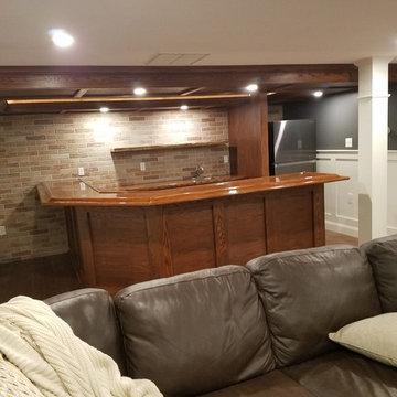 English style Bar/Pub, Finished basement, Custom tiled shower, custom cabinets