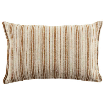 Jaipur Living Lucien Striped Pillow, Cream/Gold, 13"x21", Down Fill