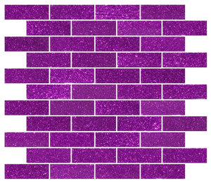 12"x12" Purple Violet Glitter Glass Subway Tile, Full Sheet