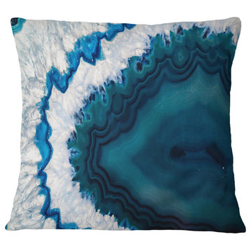 Blue Brazilian Geode Abstract Throw Pillow, 18"x18"