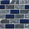 12"x12" Glass Tile Blends Titanium Series, Navy