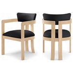 Meridian Furniture - Lavrin Upholstered Dining Arm Chair, Black, Vegan Leather, Natural, Set of 2 - Indulge in the allure of the Black Lavrin Dining Arm Chair by Meridian Furniture. Its captivating design and luxurious Black elevate any space with effortless elegance. Crafted with precision and durability in mind, this stunning piece becomes the focal point of gatherings, fostering moments of connection and warmth. Embrace sophistication and style with the Lavrin Dining Arm Chair, a testament to exquisite taste and timeless beauty.