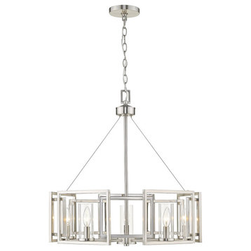 Golden Lighting 6068-5 PW Marco 5 Light Chandelier, Pewter With Clear Glass