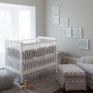 Gray and White Dots and Stripes