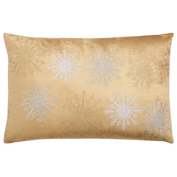 Safavieh Cinthia Snowflake Pillow Gold 24" X 16"