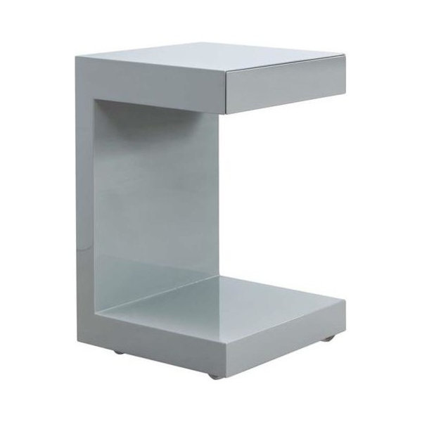 Casabianca Homelino High Gloss Gray Lacquer Nightstand With Drawer Dailymail